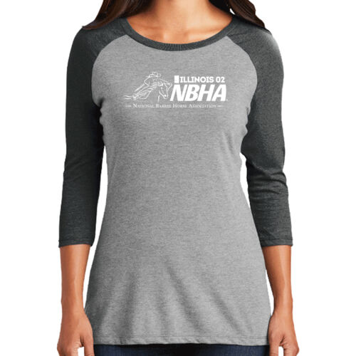 ILLINOIS NBHA Design White NB1 on a District®  - Women's Perfect Tri ® 3/4 Sleeve Raglan Thumbnail