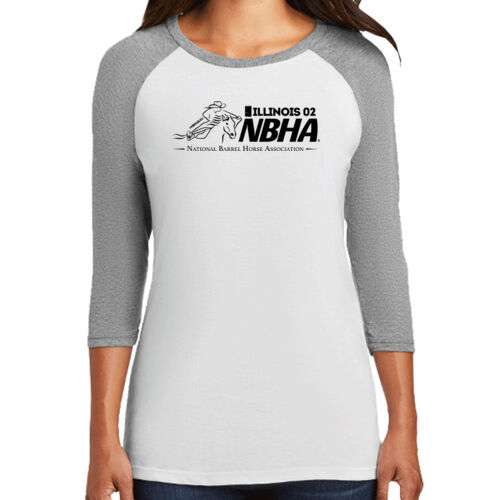 ILLINOIS NBHA Design Black NB1 on a District® - Women's Perfect Tri ® 3/4 Sleeve Raglan Thumbnail