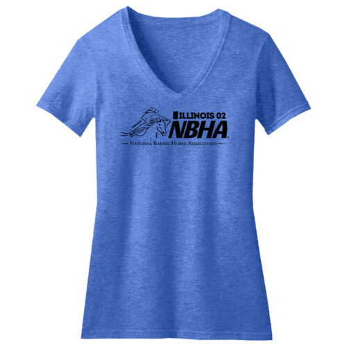 ILLINOIS NBHA Design Black NB1 on a District® - Women's Perfect Blend ® CVC V Neck Tee Thumbnail
