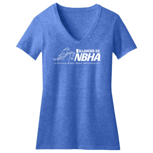 ILLINOIS NBHA Design White NB1 on a District® - Women's Perfect Blend ® CVC V Neck Tee Thumbnail