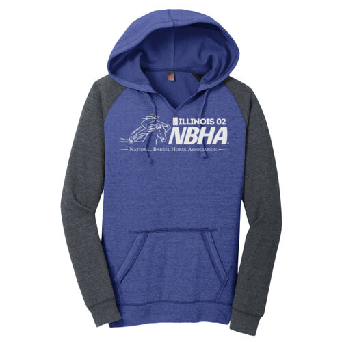 ILLINOIS NBHA Design White Left Chest NB1 on a District ® - Women's Lightweight Fleece Raglan Hoodie Thumbnail